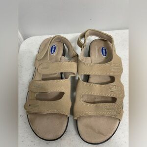 Dr. Scholl's Beige Sandals With Velcro Straps Size 8